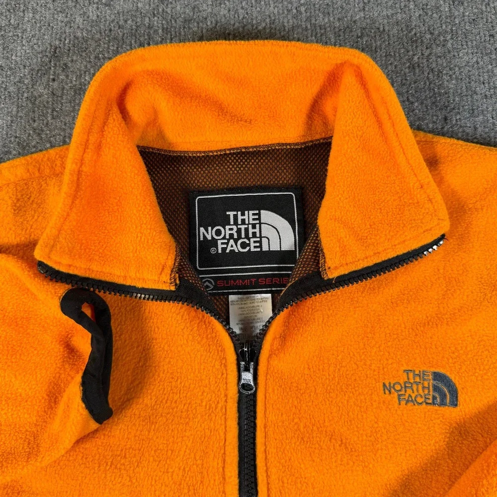 The North Face Summit Series Mens Orange Fleece Full Zip Jacket Small #3832